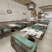 Hotel hot pot table induction cooker integrated restaurant commercial theme dining string shop marble dining table and chair combination