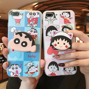 樱桃小丸子苹果X手机壳小新iPhone7/8plus抖音气囊支架6s可爱防摔