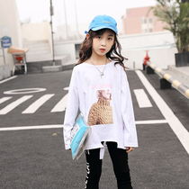 (Clearance special) girls long sleeve T-shirt spring dress new in big Children base shirt