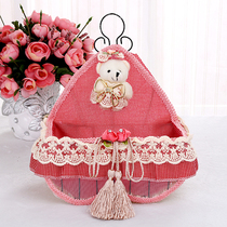 Hanging basket storage basket rattan fabric lace wall storage basket Bathroom Kitchen headboard hanging creative basket