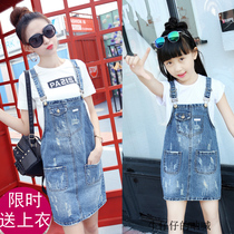 2021 Summer Korean version of parent-child mother womens casual denim dress fashion suit strap skirt two-piece tide