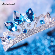 Girl Crown Headwear Princess Childrens Blue Crystal Hairband Frozen Crown Accessories Little Girl Hair Accessories