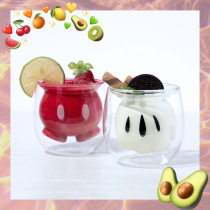 Cat paw cup double layer glass creative couple cup shorts gloves glass cup