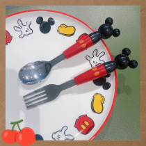 Stereo Mickey Fork Spoon Children Stainless Steel Spoon Cute Portable Tableware