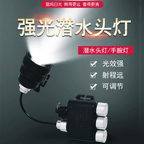 Diving headlight super bright strong light long range head mounted waterproof led flashlight charging outdoor underwater lighting fishing