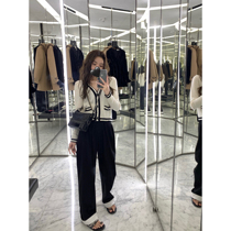 YUYUREAL-can be worn all season ~ trendy turning sides high waist tug straight drum pants woman loose slim and wide leg casual pants