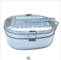 Large double-layer lunch box with grid bento box two-layer lunch box steamed lunch box thick medium plus layer