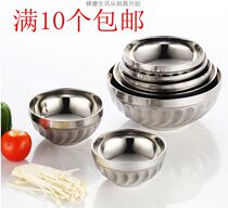 Ten double-layer stainless steel bowls insulated and anti-scalding childrens bowls household rice bowls stainless steel soup bowls Lily bowls