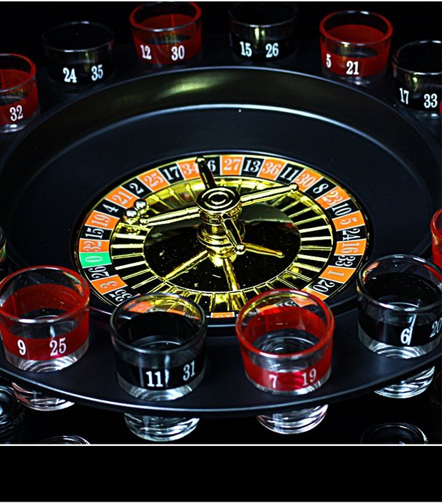 俄罗斯酒具转盘 ktv酒吧夜店用品喝酒游戏娱乐道具俄罗斯轮盘16杯