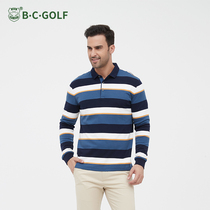 19 new mens autumn long sleeve T-shirt golf mens stripes long sleeve sports casual top