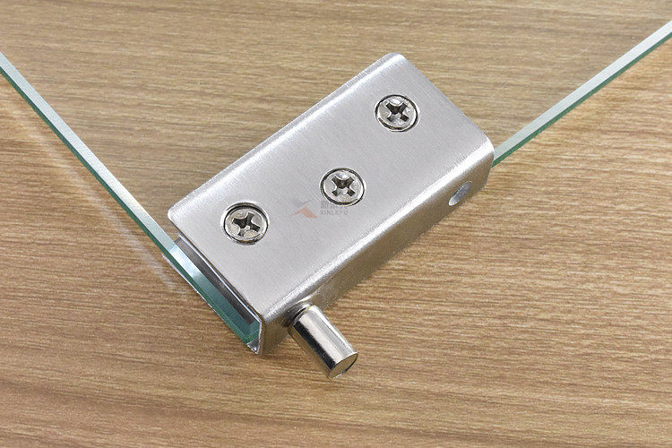 不锈钢免开孔玻璃合页上下转轴柜门夹无框玻璃铰链钢化弹开磁碰夹