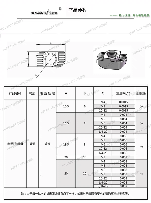 Hồ sơ nhôm công nghiệp Phụ kiện hồ sơ hợp kim nhôm Chốt vít đai ốc chữ T / thép cacbon cao M4M5M6 - Chốt