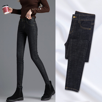 Black jeans womens 2021 spring and autumn new high-waisted Korean pants tight thin wild small feet pencil trousers