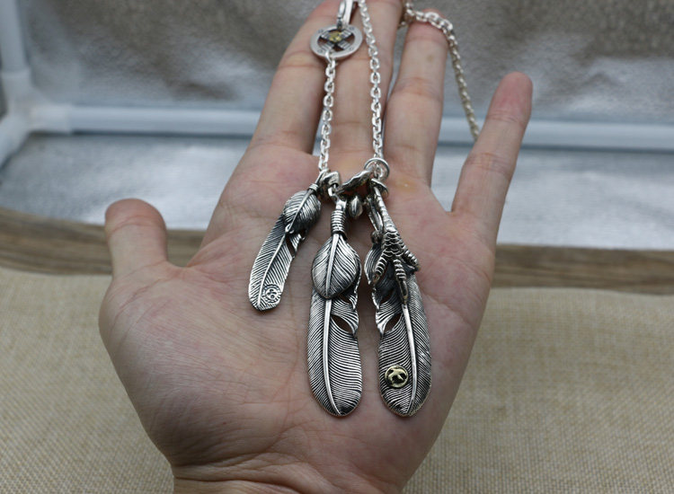 木村拓哉同款 高桥吾郎goros羽毛吊坠项链男女纯银goros套装