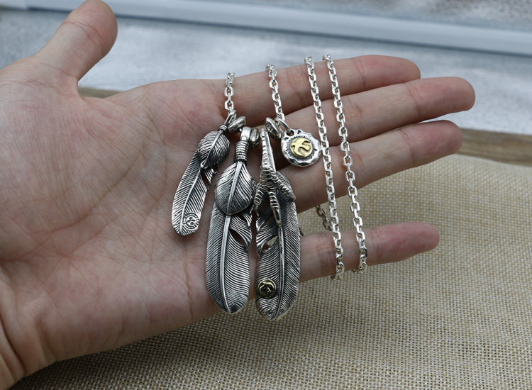 木村拓哉同款 高桥吾郎goros羽毛吊坠项链男女纯银goros套装