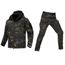 Outdoor soft shell jacket camouflage clothing autumn and winter men and women military fans tactical suit waterproof cold warm training uniforms