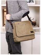 Mens canvas bag shoulder bag crossbody bag large capacity horizontal Leisure Travel Bag Mens Cross bag business express bag