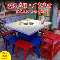 Marble induction cooker commercial one hot pot table new Chinese restaurant hotel market hot pot table and chair custom combination