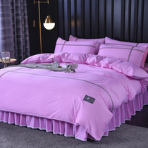 Cotton bedspread quilt cover cotton bed skirt four-piece set 1 5 meters 1 8m bed Princess style bedding