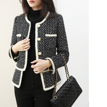 The top of the beautiful Italian heavy industry hand-made weeds black gold small fragrant wind jacket autumn and winter thick