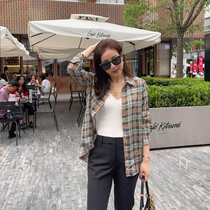 Effortless urban leisure style IC light and thin silk plaid straight shirt 21 summer sun protection shirt coat