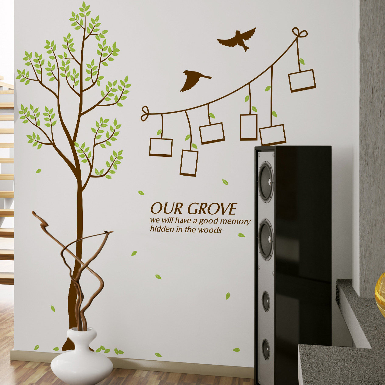 大型卧室客厅电视背景墙贴纸房间墙壁装饰贴画清新照片树墙贴创意