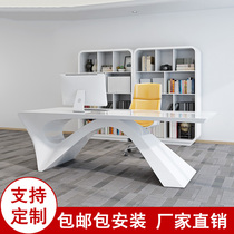 Minimalist Modern Desk Boss Table President Table President Table Creative Tech Sensation Big Bandae White Baking Lacquer Executive Manager Table