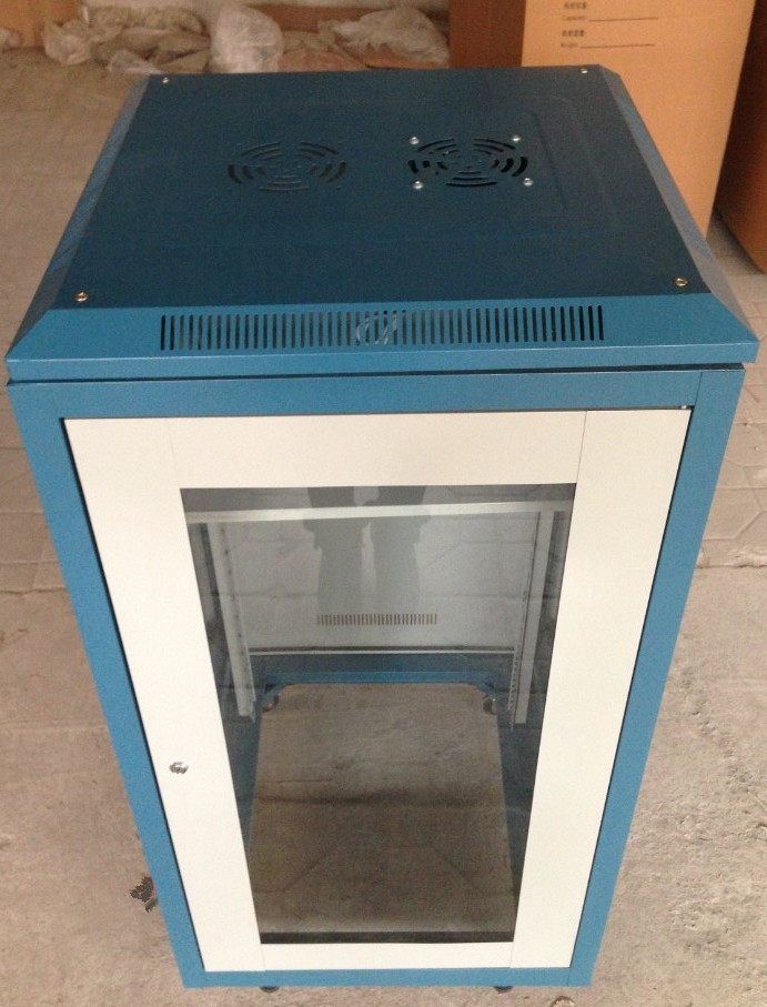 新昌机柜 蓝白色网络机柜 1.0米网络机柜 18u网络机柜 监控机柜