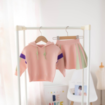 2020 autumn and winter children's sweater skirt two-piece hoodie casual pullover sweater wool top