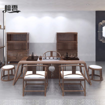 New Chinese style tea table and chair combination Zen space solid wood tea table office simple modern walnut wood Kung Fu tea table