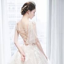 Mori Super fairy simple light gauze dress female 2021 New French bride dream tailing temperament small man master wedding dress