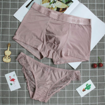New couple underwear lace Ice Silk hot taste ultra-thin mens and womens underwear set flat corner triangle low waist double