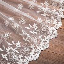 Factory Direct Sales 32cm Wide White Mesh Yarn Lace Accessories Dress Hem Decorative Materials Fabric Embroidery Diy