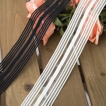 Black and white stretch wood ear fish silk transparent elastic lace lace accessories diy wedding dress material wide