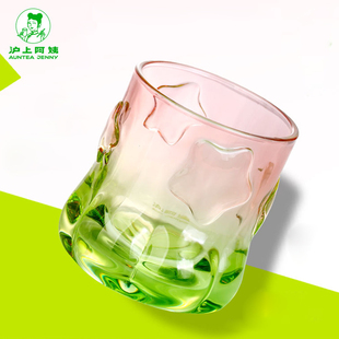 沪上阿姨猫爪杯玻璃新款黑绿色黑粉色玻璃杯水杯杯子
