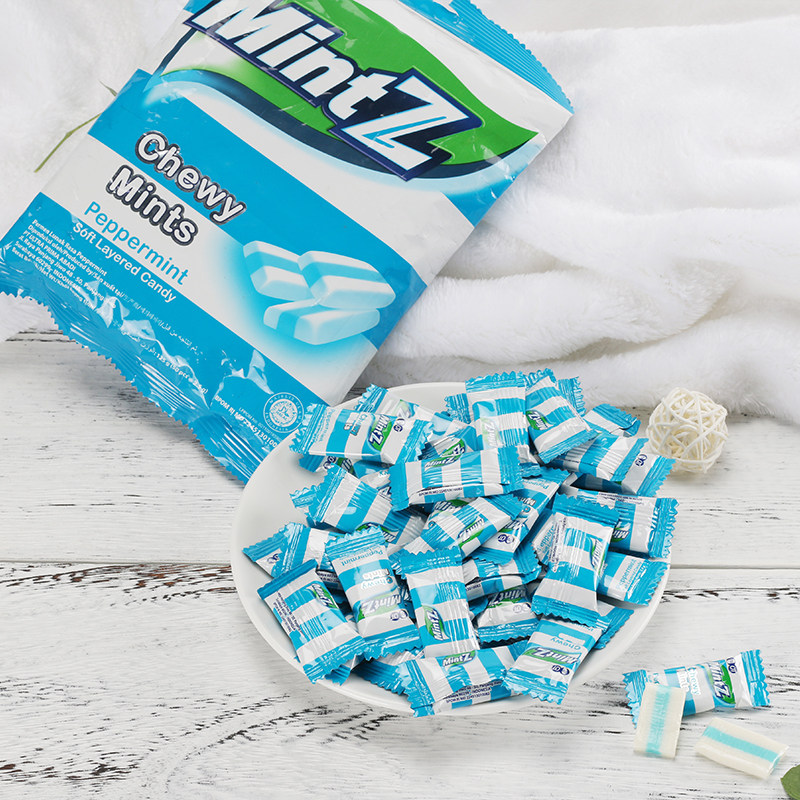 印尼进口mintz薄荷糖软糖牛奶味单包糖果奶糖清凉糖零食125g