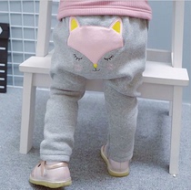 Baby velvet big ass pants Male and female childrens leggings wear autumn and winter pants Childrens warm pants Baby big pp pants