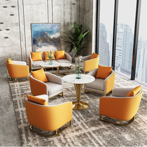 Brief Business Sofa sales Department Rest area Leisure reception Double-position Small sofa leather Art Office guests table and chairs