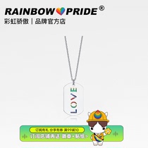 RainbowPride Rainbow Ornament Titanium Steel Two Pieces Pride LOVE Pendant Necklace Six-color LES Couple