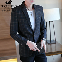 Rich bird casual small suit jacket men Korean slim trend autumn and winter New handsome plaid suit jacket