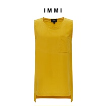 (Designer brand IMMI) Mustard yellow design sleeveless pocket silk T-shirt 171TP028A