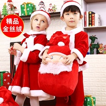 Childrens Christmas Costume Children Santa Claus Clothes Dress Up Girls Christmas Clothing Shawl Cloak Set