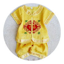 Lan Ben baby Tang dress Yellow jacket Boy Tang dress Summer short-sleeved childrens kindergarten performance suit Chinese style 1-3