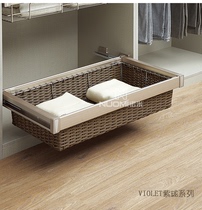 Wardrobe basket imitation rattan basket damping storage basket telescopic pants rack cloakroom clothing Blue hardware accessories