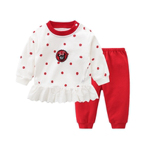 Net red long sleeve clothes spring and autumn womens baby set home clothes cotton autumn clothes autumn pants cute Super foreign clothes