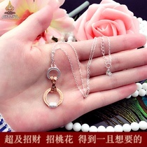 Thai Buddha brand genuine Azan Gong sterling silver clavicle chain interlocking necklace is partial Peach blossom fortune