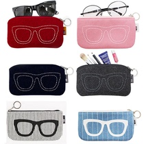Korean high-end pressure-resistant portable fashion simple contact lens sunglasses bag mens and Womens sunglasses felt glasses bag