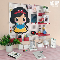 Pixel hole board storage rack childrens cartoon room creative decoration home animation wall non-perforated wall decoration