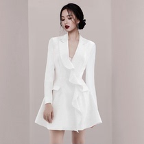 White minimalist temperament annual Evening Dress Party party dress French elegant socialite party dress