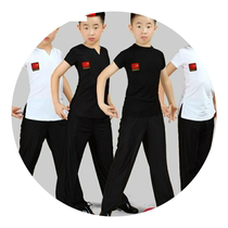 Lan Ben Boy summer practice suit set Boy Latin dance clothing Childrens dance suit Short sleeve shorts suit